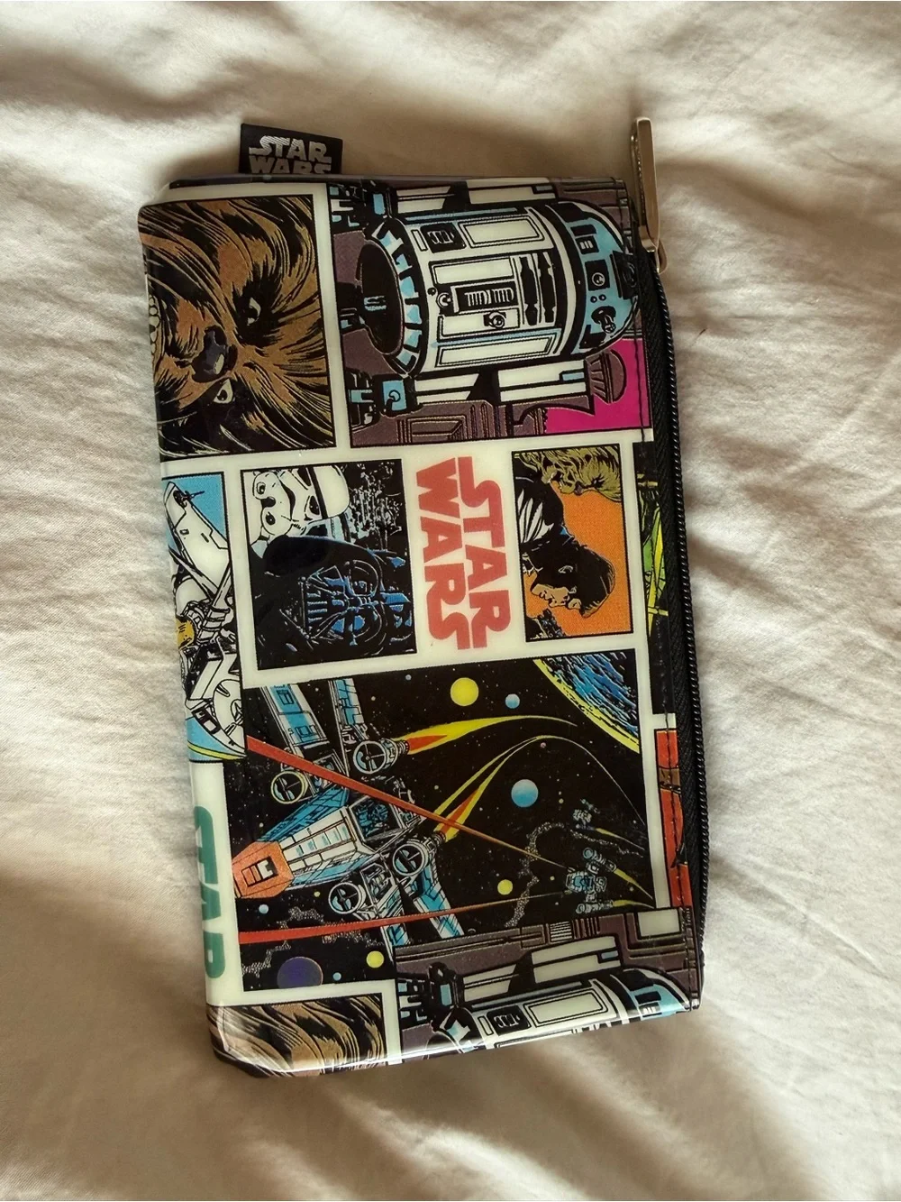 Star Wars Comic Panel Flat Zip Pouch - Black, White, Blue, Pink, Yellow